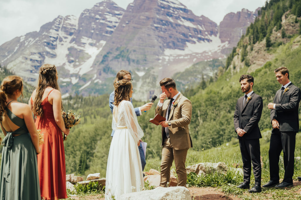 Maroon Bells Amphitheater Colorado wedding photographer emotional