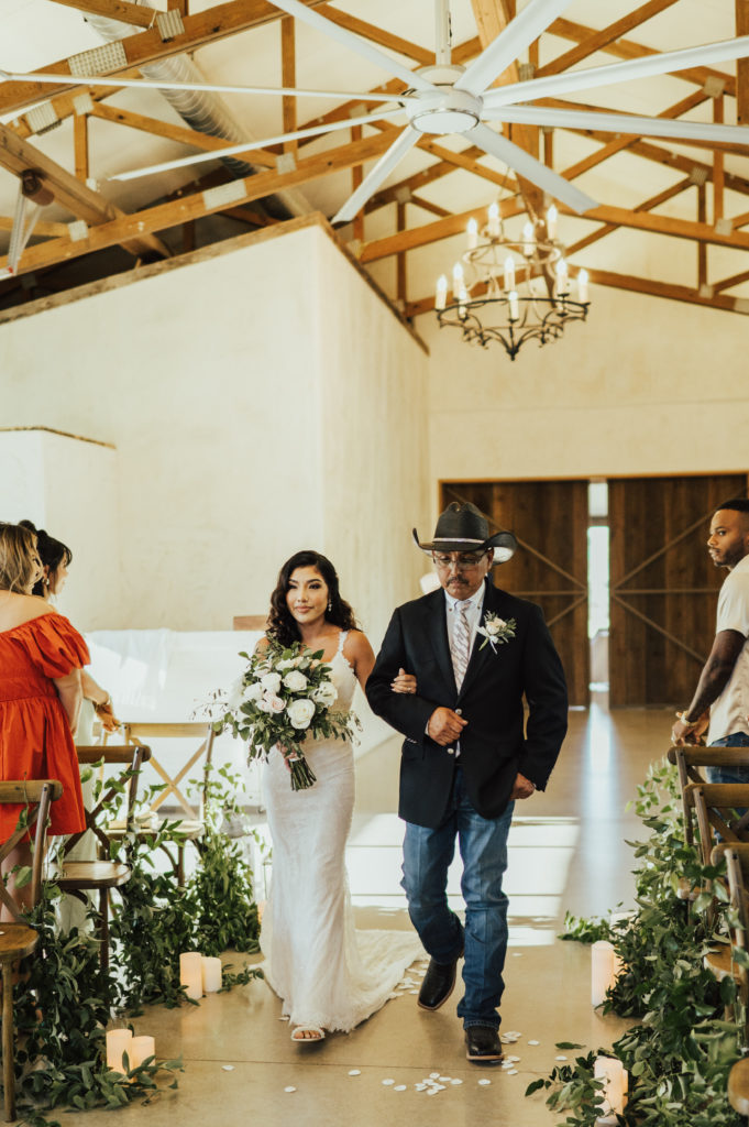 Lone Oak Barn Wedding Ceremony Indoors